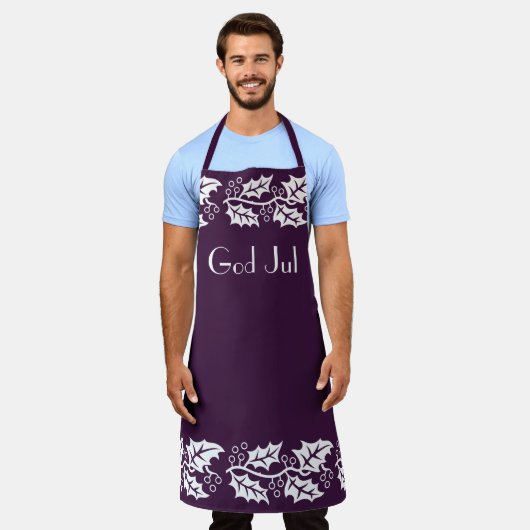 witte hollies in bessen kleur - God jul Schort (Gedragen)