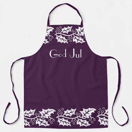 witte hollies in bessen kleur - God jul Schort (Voorkant)