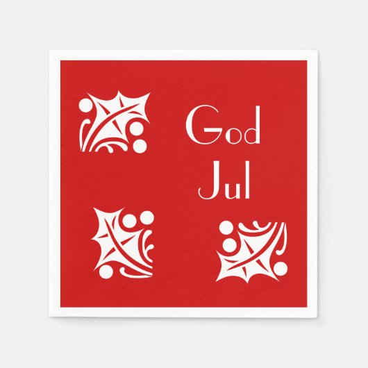 witte hollies in rood servet (Voorkant)