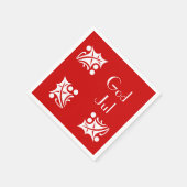 witte hollies in rood servet (Hoek)