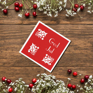 witte hollies in rood servet