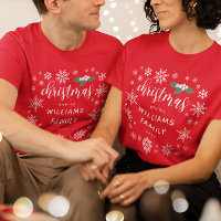 Witte Holly Sneeuwvlokken Kerstmis met familienaam