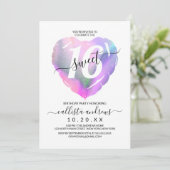 Witte Holografische Folie Hartballon Sweet 16 Kaart (Staand voorkant)