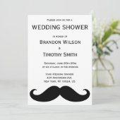 Witte homotrouwfeest uitnodigingen met snor (Staand voorkant)