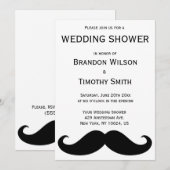 Witte homotrouwfeest uitnodigingen met snor (Voorkant / Achterkant)