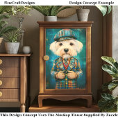 Witte Hond als een Country Gentleman DK6LF Decoupa Tissuepapier