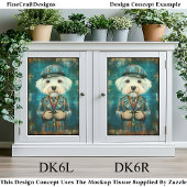 Witte Hond Als Een Landheer DK6L Decoupage Tissuepapier