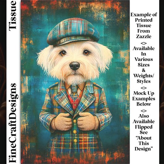 Witte Hond Als Een Landheer DK6LF Decoupage Tissuepapier