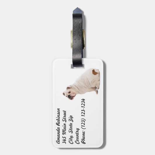 Witte hond bagagelabel (Achterkant verticaal)