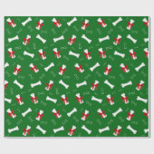 Witte Hond Bot Rode Boog Patroon Cadeaupapier (Vlak)