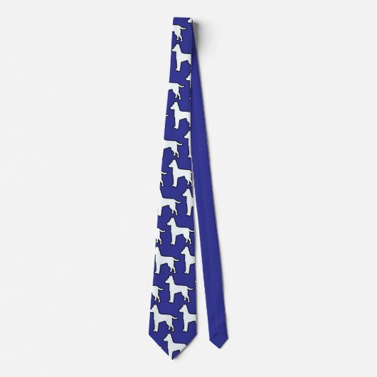Witte Hond Diep Blauw Stropdas (Voorkant)