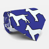 Witte Hond Diep Blauw Stropdas (Opgerold)