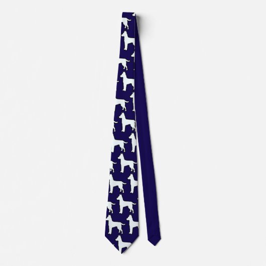 Witte Hond Donkerblauw Stropdas (Voorkant)