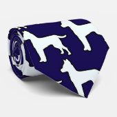 Witte Hond Donkerblauw Stropdas (Opgerold)