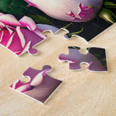 Witte hond en Roos Collectie Jigzaag Puzzle Legpuzzel (Zijkant)