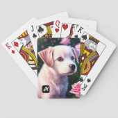 Witte hond en Roos Collectie Pokerkaarten (Achterkant)