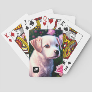 Witte hond en Roos Collectie Pokerkaarten
