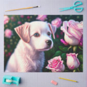 Witte hond en Roos Collectie Tissuepapier (Craft)