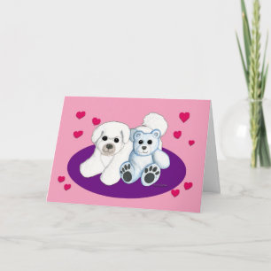 Witte Hond en Teddy Valentijn Feestdagen Kaart
