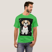 Witte hond groen T-shirt (Voorkant volledig)