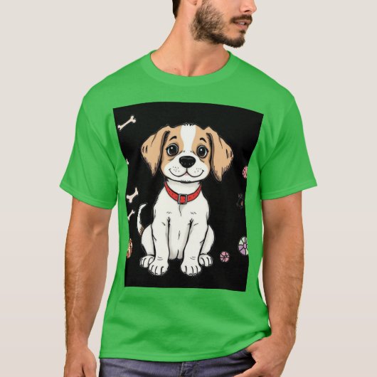 Witte hond groen T-shirt (Voorkant)