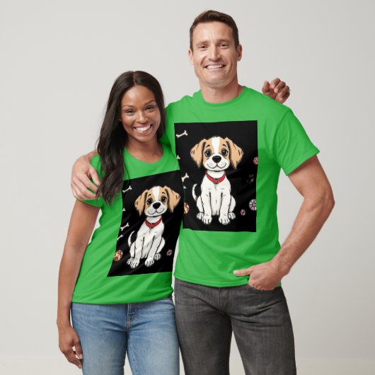 Witte hond groen T-shirt (Unisex)