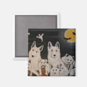 Witte Hond Halloween Familie Magnet (Voorkant / Achterkant)