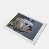 Witte hond houdt van piek deurmat (Schuin)