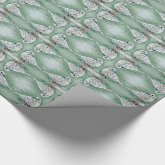 Witte hond in de pine kerst cadeaupapier (Hoek)