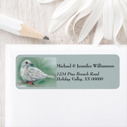 Witte hond in de pine kerst etiket (Insitu)