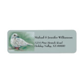 Witte hond in de pine kerst etiket (Voorkant)