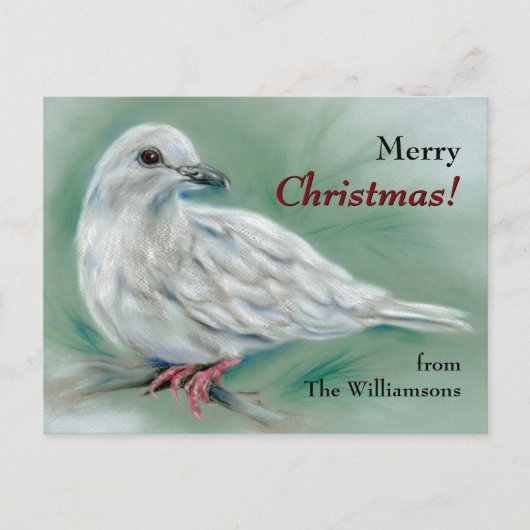 Witte hond in de pine Persoonlijke Kerstmis Feestdagenkaart (Voorkant)