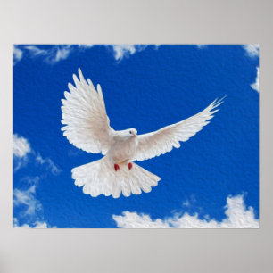 Witte hond in de vlucht poster