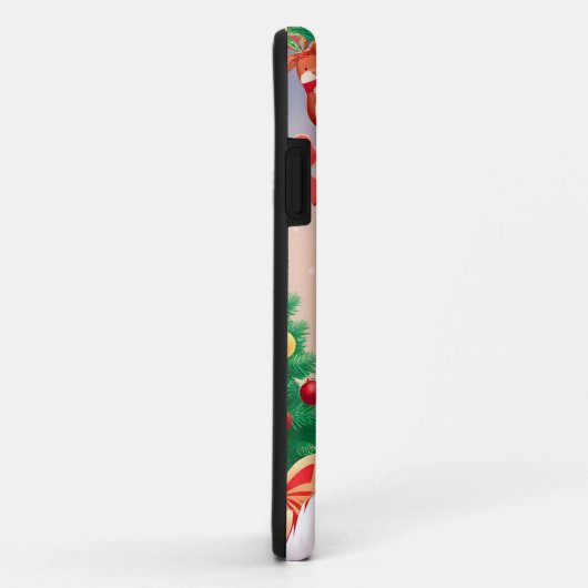 Witte hond in kerstmuts Case-Mate iPhone case (Achterkant/rechts)