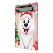 Witte hond in kerstmuts mini klembord (Angled2)