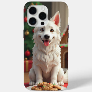 Witte Hond Kerst Vakantie Dagelijkse Grip iPhone 15 Pro Max Hoesje