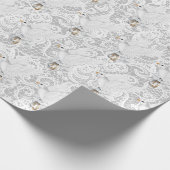 Witte hond met bruiloft op kant cadeaupapier (Hoek)