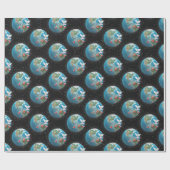 Witte hond met JOY op aarde Cadeaupapier (Vlak)