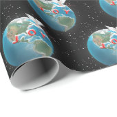 Witte hond met JOY op aarde Cadeaupapier (Rol Hoek)