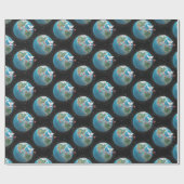 Witte hond met PEACE op aarde Cadeaupapier (Vlak)