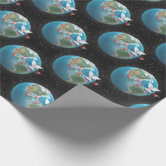 Witte hond met PEACE op aarde Cadeaupapier (Hoek)