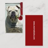 Witte hond met roos visitekaartje (Voorkant / Achterkant)