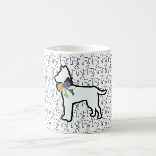 Witte hond met strik   koffiemok
