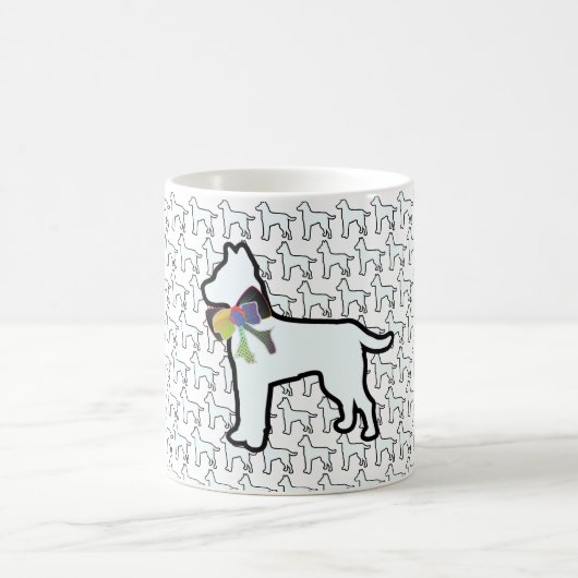 Witte hond met strik koffiemok (Center)