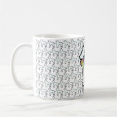 Witte hond met strik koffiemok (Links)