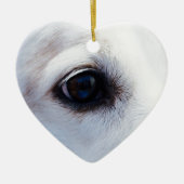 Witte hond met trouwe ogen, Diergezelschapsdieren  Keramisch Ornament (Voorkant)