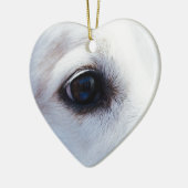 Witte hond met trouwe ogen, Diergezelschapsdieren  Keramisch Ornament (Links)