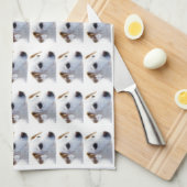 Witte hond met trouwe ogen, Diergezelschapsdieren Theedoek (Quarter Fold)