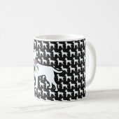 Witte hond met zwarte strik koffiemok (Voorkant rechts)