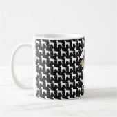 Witte hond met zwarte strik koffiemok (Links)